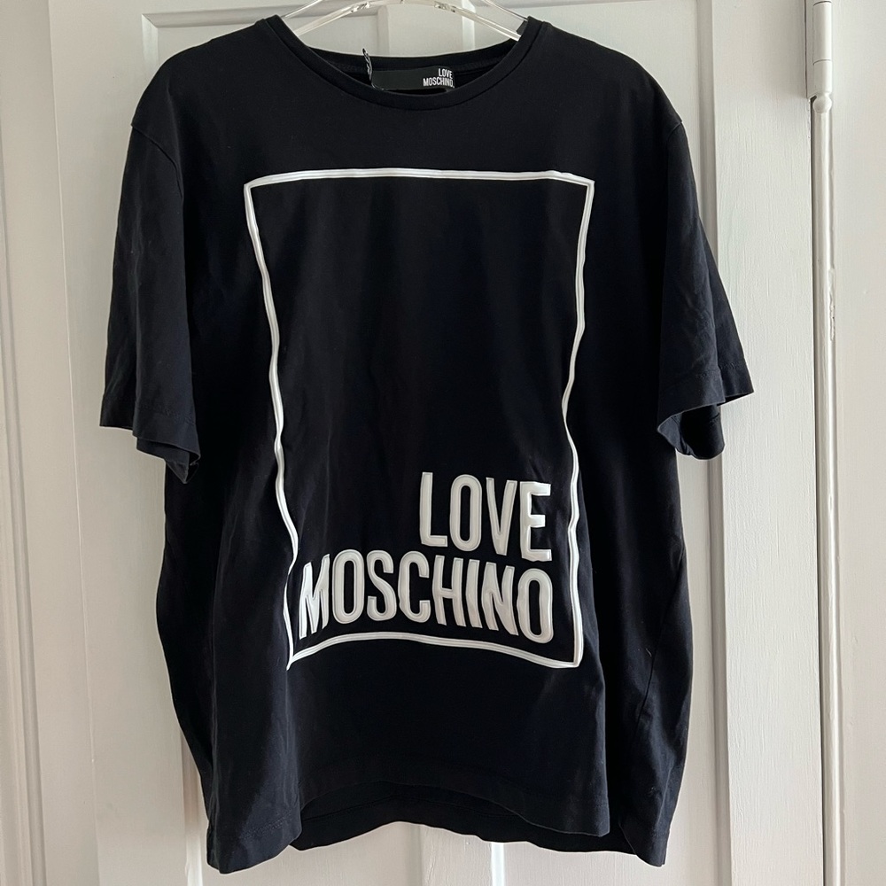 Moschino Oversized Satin Appliquéd Cotton Jersey Tshirt